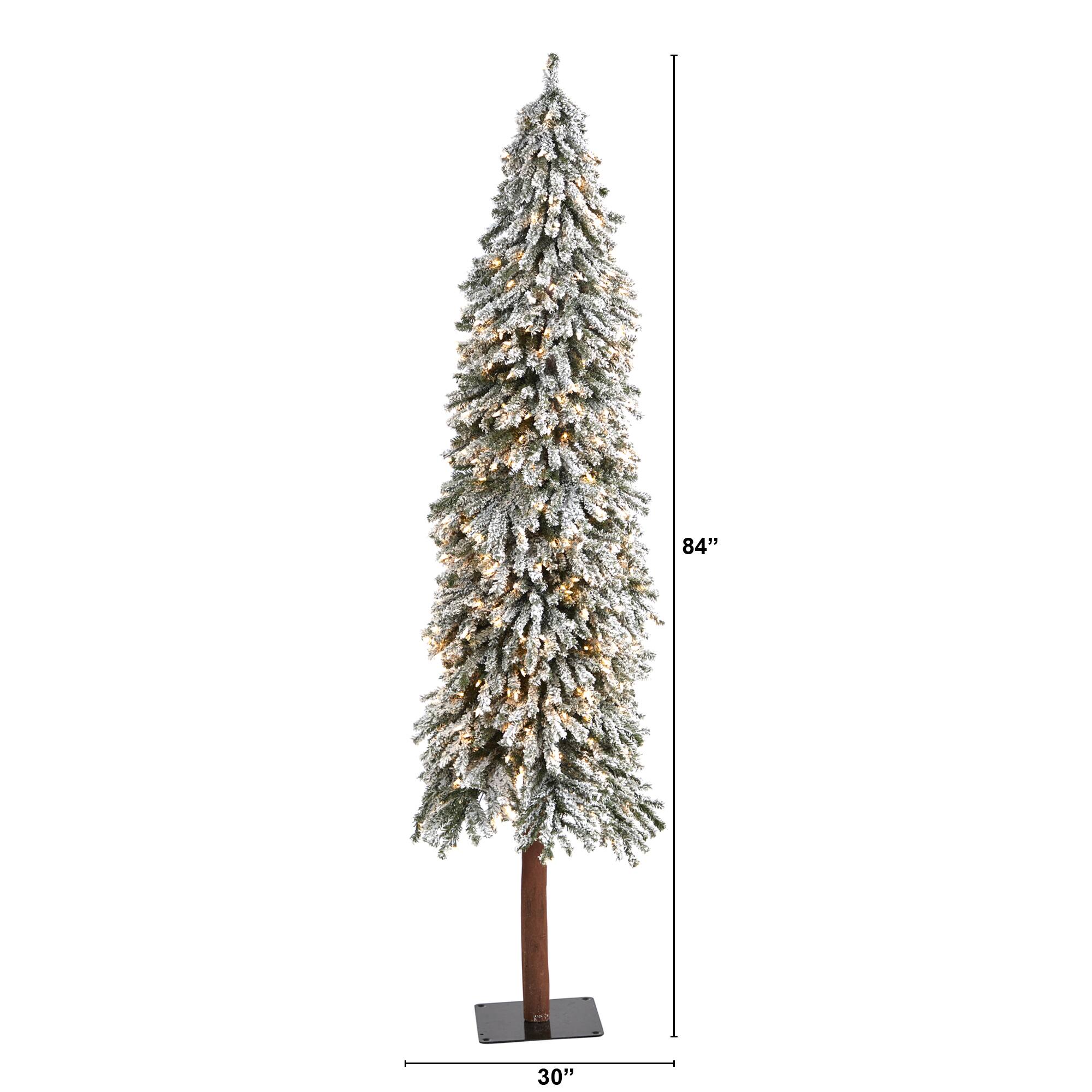 7ft. Pre-Lit Flocked Grand Alpine Artificial Christmas Tree, Clear LED Lights